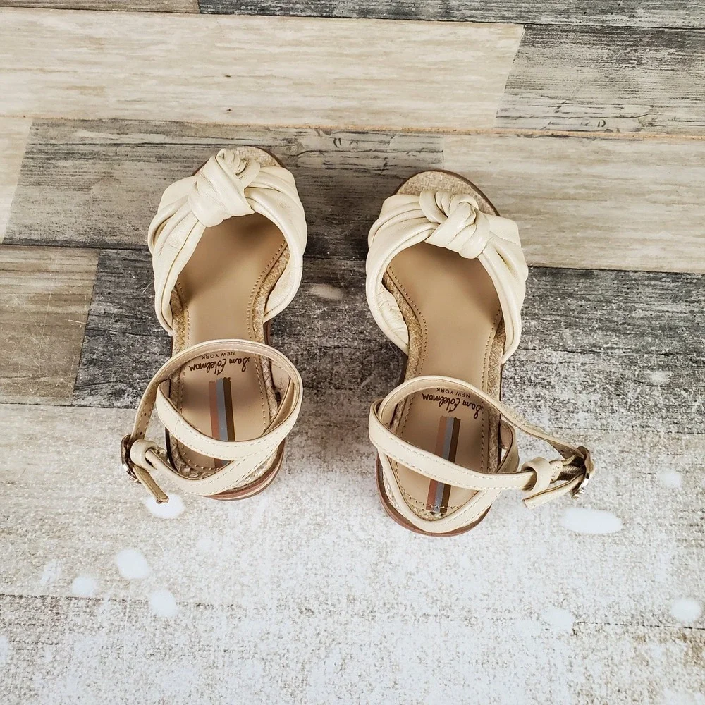 Sam Edelman Ingrid Mini Kids Sandals Sz 12 Modern Ivory Ankle Strap Block Heel